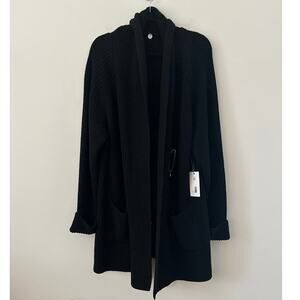 Margaret O'Leary Florence Coat Women's Large Black Merino Wool Shawl Collar NWT
